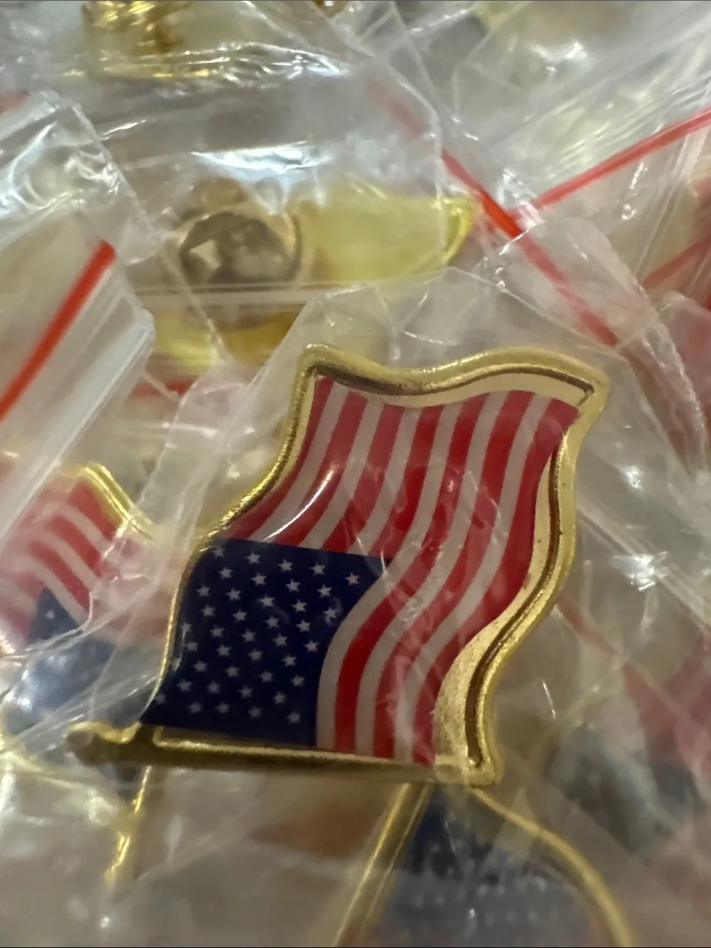 60 Patriotic USA Flag Lapel Pins - Red, White & Blue bundle of 60 pins